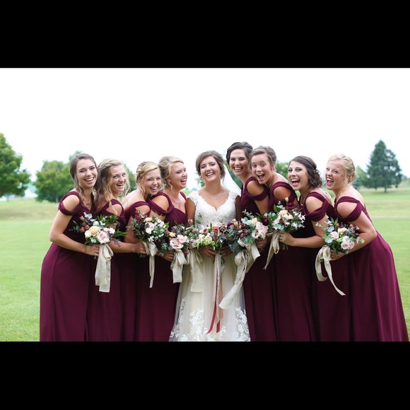 Bill Levkoff wine bridesmaid dress - Picture 2 of 4